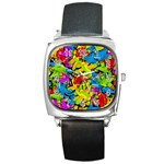 Colorful airplanes Square Metal Watch