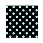 Polka Dots - Light Blue on Black Small Satin Scarf  (Square)