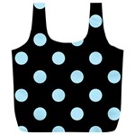 Polka Dots - Light Blue on Black Full Print Recycle Bag (XL)