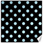 Polka Dots - Light Blue on Black Canvas 12  x 12 