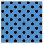Polka Dots - Black on Steel Blue Large Satin Scarf (Square)