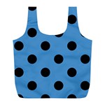 Polka Dots - Black on Steel Blue Full Print Recycle Bag (L)