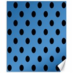 Polka Dots - Black on Steel Blue Canvas 8  x 10 