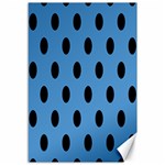 Polka Dots - Black on Steel Blue Canvas 12  x 18 