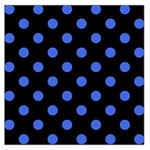 Polka Dots - Royal Blue on Black Large Satin Scarf (Square)
