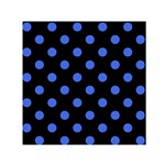 Polka Dots - Royal Blue on Black Small Satin Scarf  (Square)