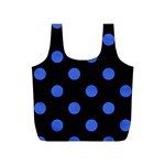 Polka Dots - Royal Blue on Black Full Print Recycle Bag (S)
