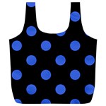 Polka Dots - Royal Blue on Black Full Print Recycle Bag (XL)