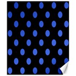 Polka Dots - Royal Blue on Black Canvas 8  x 10 