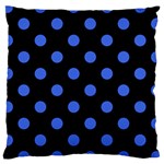 Polka Dots - Royal Blue on Black Large Cushion Case (Two Sides)