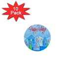 Xmas landscape - Happy Holidays 1  Mini Buttons (10 pack) 