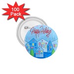 Xmas landscape - Happy Holidays 1.75  Buttons (100 pack) 