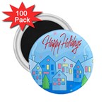 Xmas landscape - Happy Holidays 2.25  Magnets (100 pack) 