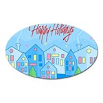 Xmas landscape - Happy Holidays Oval Magnet