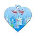 Xmas landscape - Happy Holidays Dog Tag Heart (One Side)