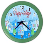 Xmas landscape - Happy Holidays Color Wall Clocks