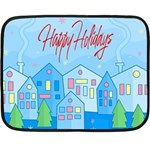 Xmas landscape - Happy Holidays Double Sided Fleece Blanket (Mini) 