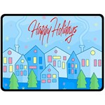 Xmas landscape - Happy Holidays Fleece Blanket (Large) 