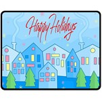 Xmas landscape - Happy Holidays Fleece Blanket (Medium) 