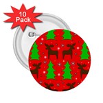 Reindeer and Xmas trees pattern 2.25  Buttons (10 pack) 