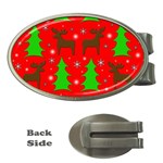 Reindeer and Xmas trees pattern Money Clips (Oval) 