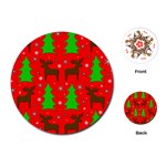 Reindeer and Xmas trees pattern Playing Cards (Round) 