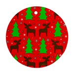 Reindeer and Xmas trees pattern Round Ornament (Two Sides) 