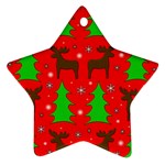 Reindeer and Xmas trees pattern Star Ornament (Two Sides) 