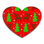 Reindeer and Xmas trees pattern Heart Mousepads
