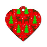 Reindeer and Xmas trees pattern Dog Tag Heart (One Side)