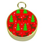Reindeer and Xmas trees pattern Gold Compasses
