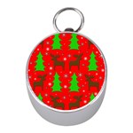 Reindeer and Xmas trees pattern Mini Silver Compasses
