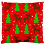 Reindeer and Xmas trees pattern Large Flano Cushion Case (Two Sides)