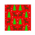 Reindeer and Xmas trees pattern Small Satin Scarf (Square)
