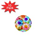 Colorful Daisy Garden 1  Mini Buttons (10 pack) 