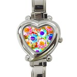 Colorful Daisy Garden Heart Italian Charm Watch