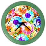 Colorful Daisy Garden Color Wall Clocks