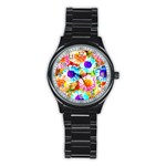 Colorful Daisy Garden Stainless Steel Round Watch