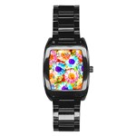 Colorful Daisy Garden Stainless Steel Barrel Watch