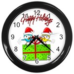 Cute Xmas birds Wall Clocks (Black)