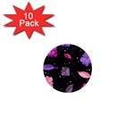 Purple and pink flowers  1  Mini Magnet (10 pack) 