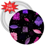 Purple and pink flowers  3  Buttons (100 pack) 