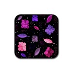 Purple and pink flowers  Rubber Coaster (Square) 
