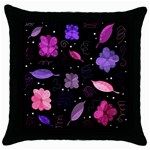 Purple and pink flowers  Throw Pillow Case (Black)