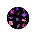 Purple and pink flowers  Rubber Coaster (Round) 