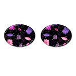 Purple and pink flowers  Cufflinks (Oval)