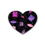 Purple and pink flowers  Rubber Coaster (Heart) 