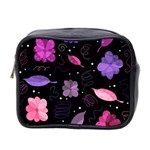 Purple and pink flowers  Mini Toiletries Bag 2-Side