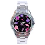 Purple and pink flowers  Stainless Steel Analogue Watch