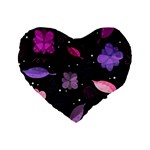 Purple and pink flowers  Standard 16  Premium Heart Shape Cushions